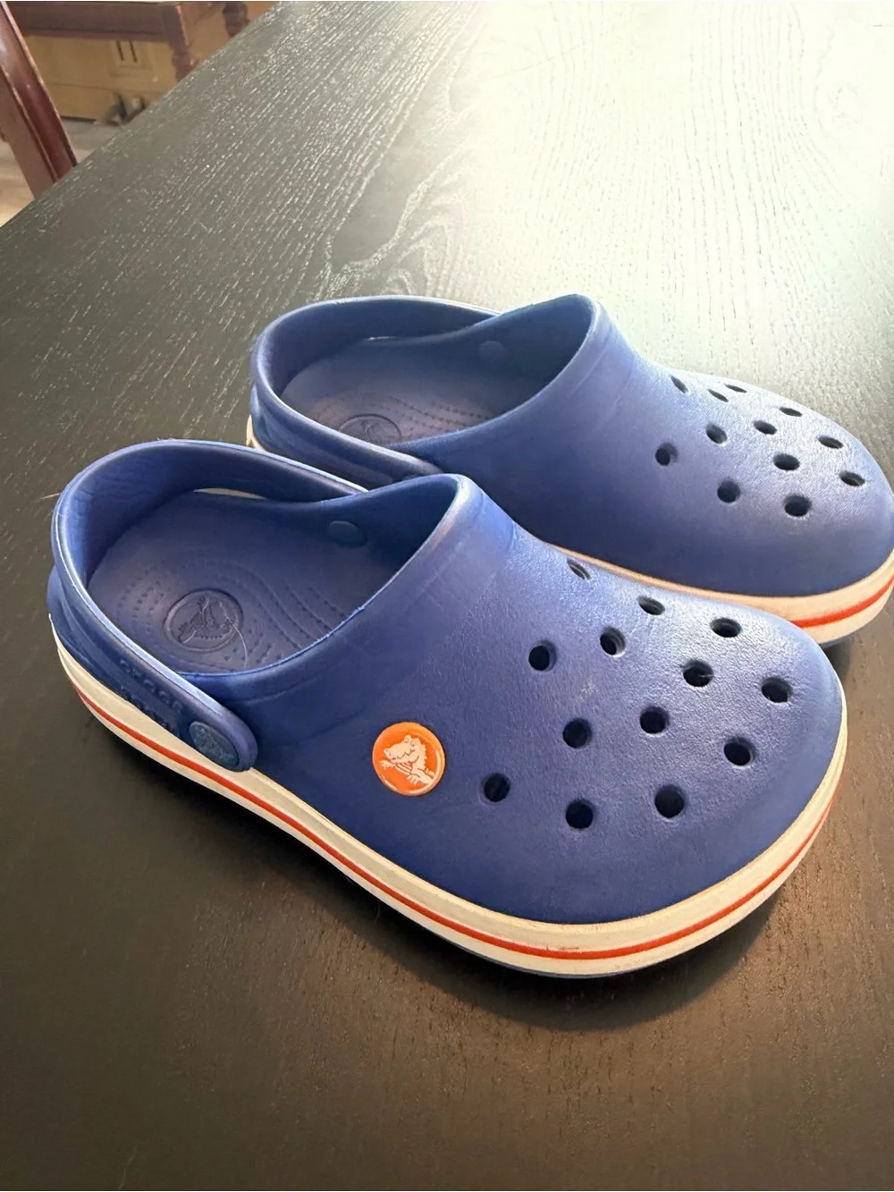 CROCS Kids Slip-On Clogs in Blue with Cream Accent